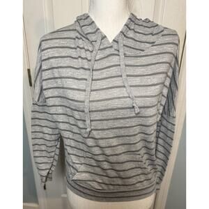 Rue21 Women’s Lightweight Hoodie. Gray With Dark Gray Stripes, Soft, Comfy, XS